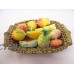 MINIATURE STONE FRUIT 10 PCS COLLECTIBLES WITH WOOD TYPE DISH   323360460679